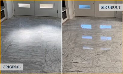 Marble Floor Before and After a Stone Sealing in Fort Worth, TX