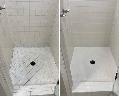 Shower Before and After a Grout Cleaning in Plano, TX