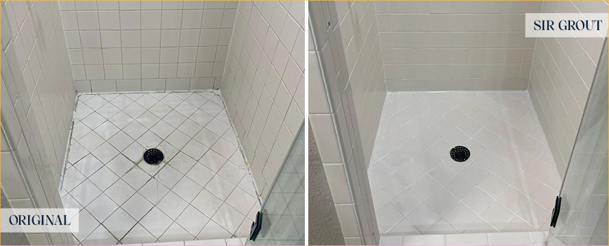 Shower Before and After a Flawless Grout Cleaning in Plano, TX