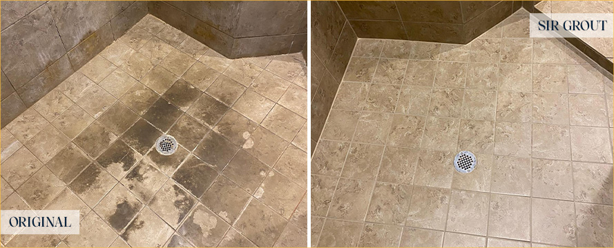 Shower Before and After a Superb Tile Cleaning in Rockwall, TX