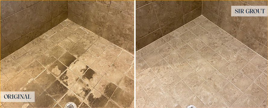 Shower Before and After a Flawless Tile Cleaning in Rockwall, TX