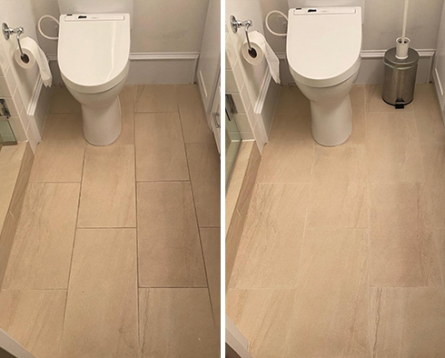 Floor Before and After a Grout Sealing in Dallas, TX