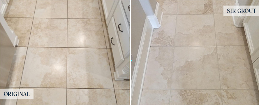 Floor Before and After a Flawless Grout Cleaning in Plano, TX