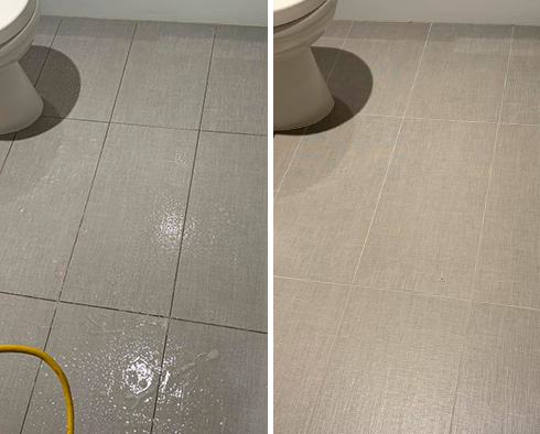 Floor Before and After a Tile Cleaning in Highland Park, TX