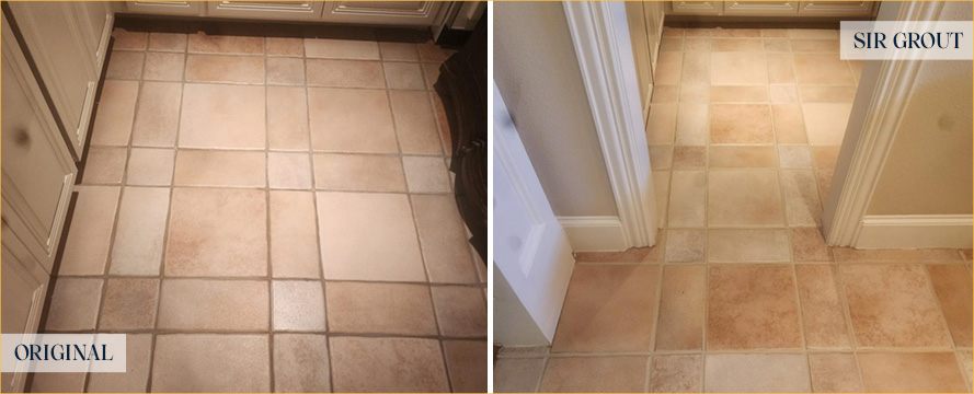 Floor Before and After a Flawless Grout Sealing in McKinney, TX