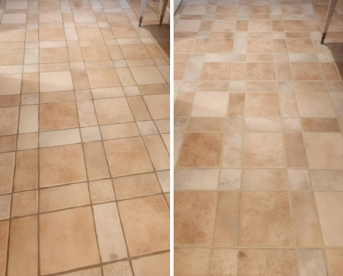 Floor Before and After a Grout Sealing in McKinney, TX