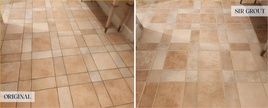 Floor Before and After a Superb Grout Sealing in McKinney, TX