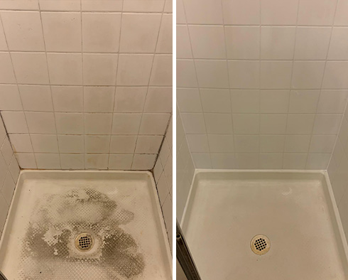 Shower Before and After a Tile Cleaning in Highland Park, TX