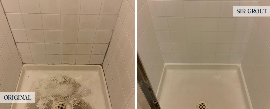 Shower Before and After a Flawless Tile Cleaning in Highland Park, TX